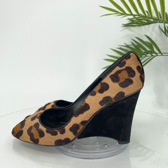 Stuart Weitzman Pumps Women's Size 8.5 M Brown Pony Hair Wedge Slip On Shoes - Picture 6 of 15
